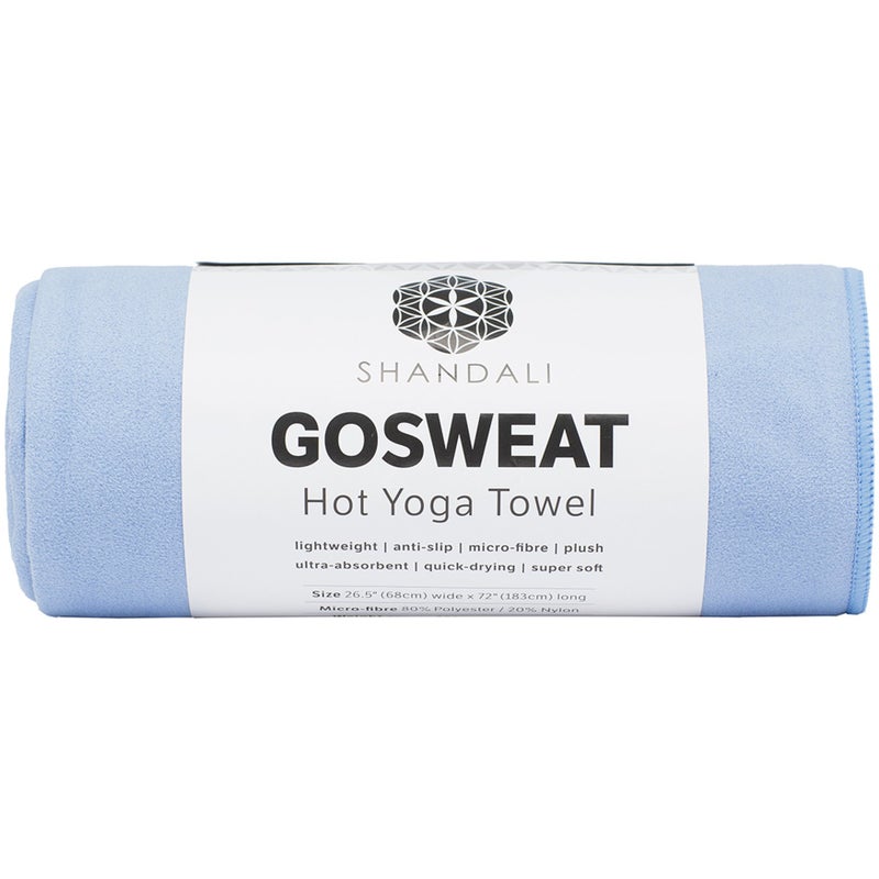 Shandali Hot Yoga GoSweat Microfiber Hand Towel in Super Absorbent Premium Placid Blue Suede for Bikram, Pilates, Gym, and Outdoor Sports. 16 x 26.5 inches. - Image 1